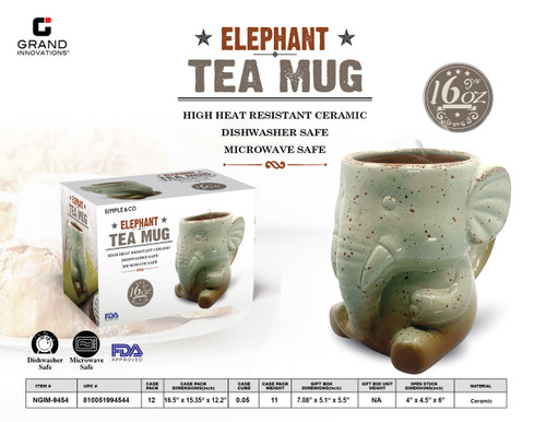 16OZ ELEPHANT MUG IN MINT GREEN-MAILER BOX