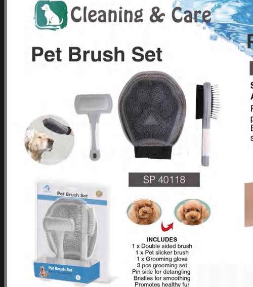 3 PCS - PET GROOMING BRUSH SET