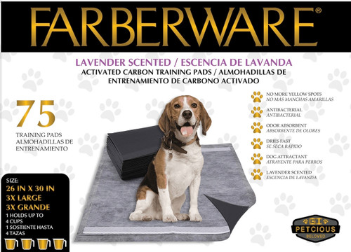 XXXL CHARCOAL WITH LAVENDER SCENT PEE PADS -75 PACK (26*30)