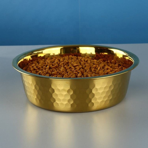GOLD STAINLESS STEEL PET BOWL - 58 OZ (1727 ML)