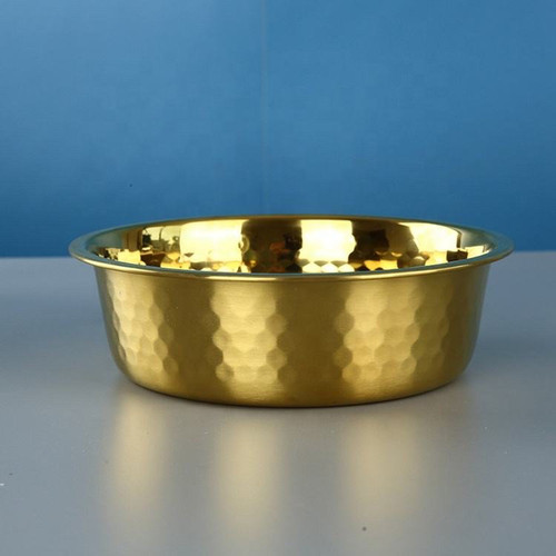 3 PCS SET: 2 GOLD STAINLESS STEEL PET BOWL & MAT - 28 OZ (822 ML)