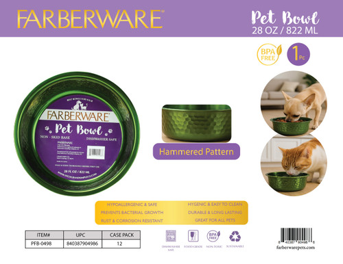 GREEN STAINLESS STEEL HAMMERED BOWL 822 ML / 28 OZ