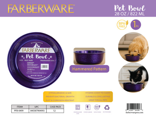 PURPLE STAINLESS STEEL HAMMERED BOWL WITH  822 ML / 28 OZ