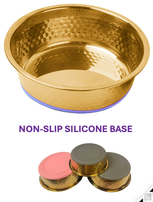 GOLD HAMMERED BOWL WITH SILICONE BASE - 520 ML / 18 OZ