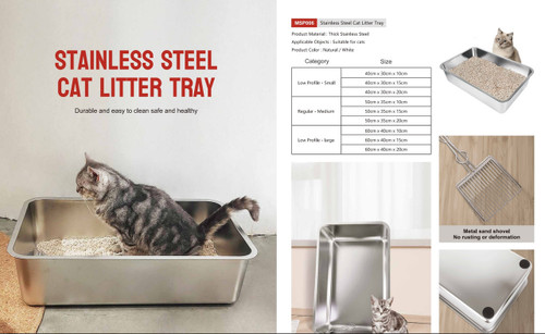 NON-SKID STAINLESS STEEL CAT LITTER TRAY - 24*16*6