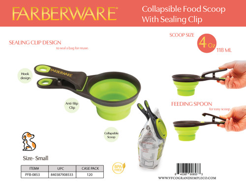COLLAPSIBLE MINI PET SCOOP WITH CLIP - SMALL 4 OZ (118 ML)
