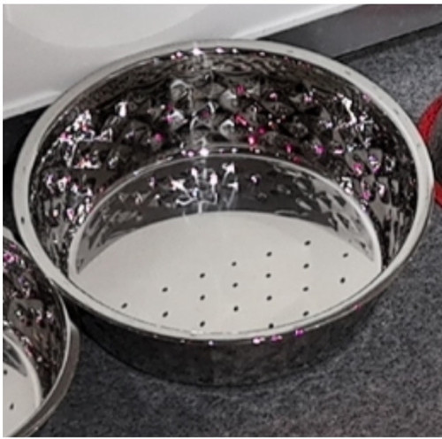 SILVER STAINLESS STEEL BOWL - HAMMERED 18 OZ (520 ML)