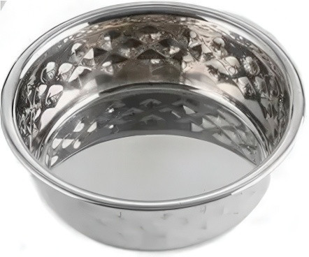 SILVER HAMMERED STAINLESS STEEL BOWL -  47 OZ (1400 ML)