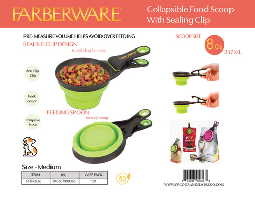 COLLAPSIBLE PET SCOOP WITH CLIP - MEDIUM 8 OZ (237 ML)