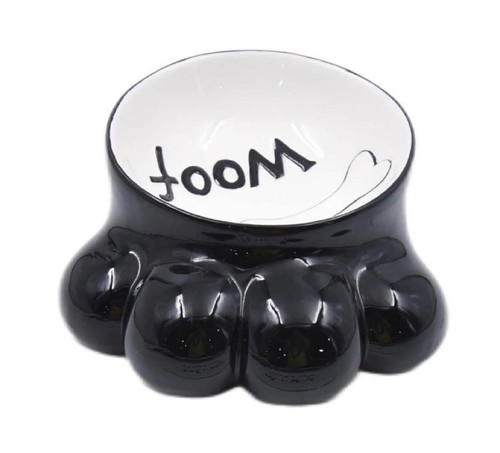 WOOF CERAMIC PET BLACK & WHITE BOWL 17 OZ (500 ML)