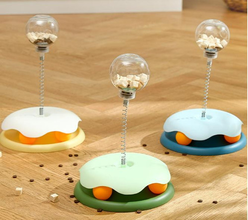 FUNNY CAT TOY 
WITH SPRING FOOD LEAKAGE
 BALL