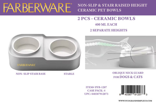 3 PCS: CERAMIC BOWLS (400 ML EACH) & NON- SLIP STAIR BASE