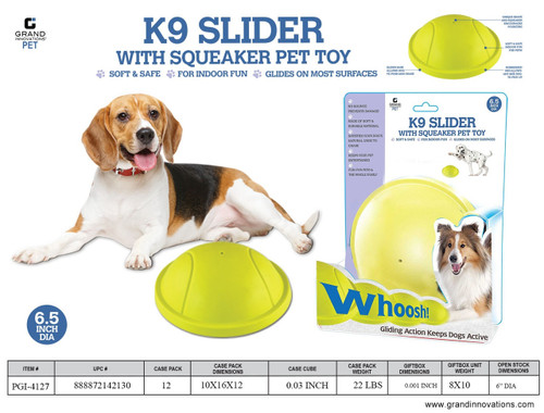 K9 SLIDER WITH SQUEAKY PET TOY - YELLOW