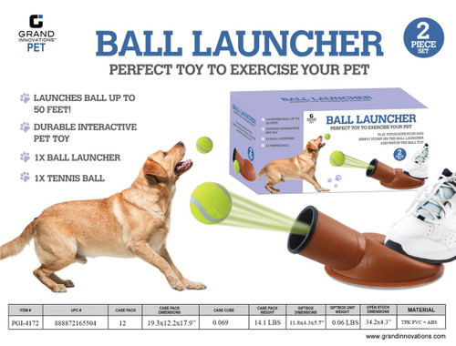 2 PCS: BALL LAUNCHER PET TOY SET - BROWN