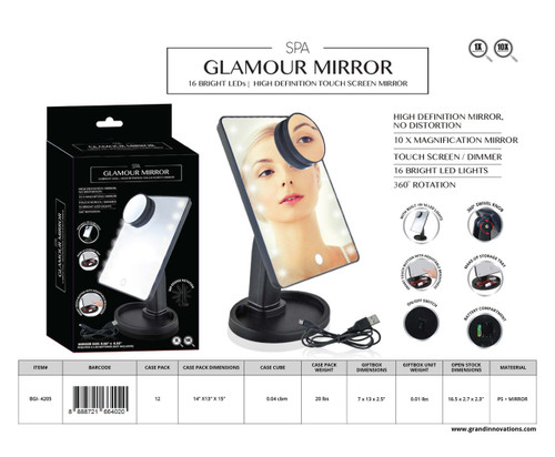 360 ROTATED LED MIRROR - BLACK