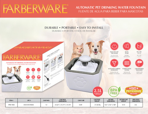 FARBERWARE AUTOMATIC PET DRINKING WATER FOUNTAIN
