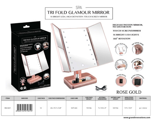 TRI-FOLD GLAMOUR MIRROR