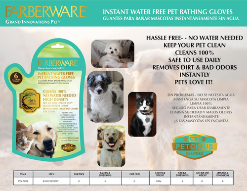 PET BATHING GLOVES - 6PC