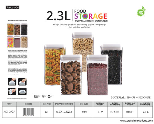 2.3L FOOD STORAGE SQUARE AIRTIGHT CONTAINER