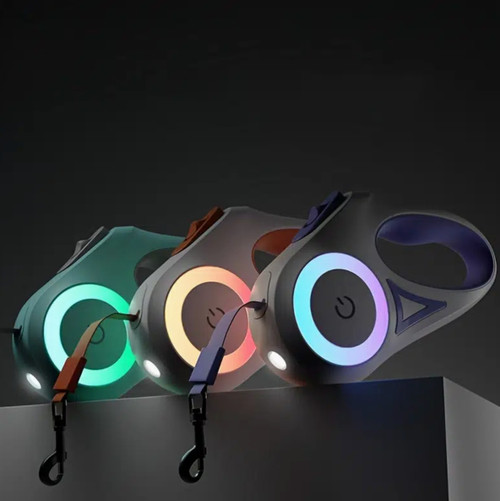 RETRACTABLE DOG LEASH WITH LED FLASH LIGHT, NO BATTERY