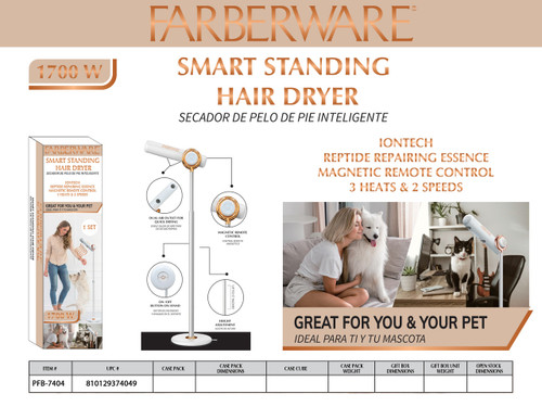 FLOOR SMART STANDING HAIR DRYER WITH REMOTE - WHITE & ROSE GOLD