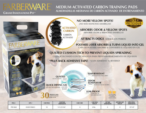 CHARCOAL PEE PADS - MEDIUM 30PK