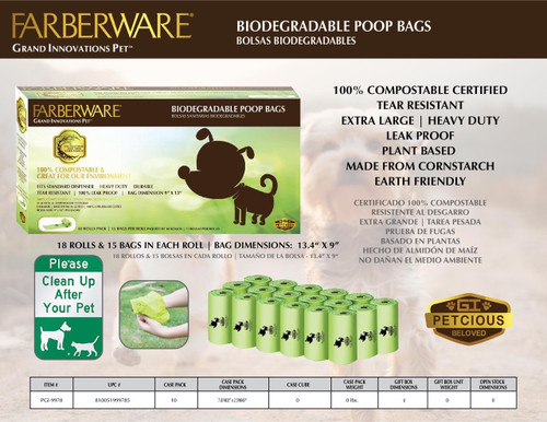 COMPOSTABLE AND BIODEGRADABLE POOP BAGS MADE FROM CORNSTARCH.