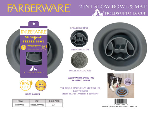 SILICONE SLOW FEEDER BOWL 8X8X2"