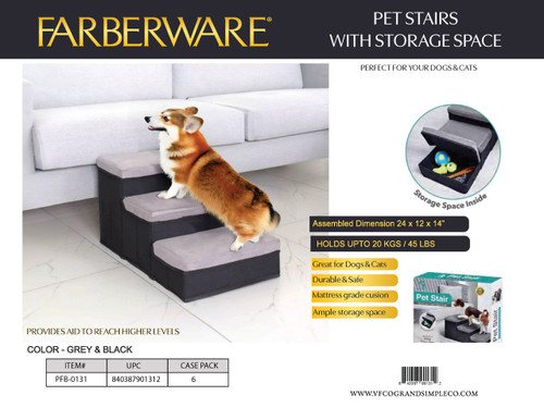 PET STAIR WITH STORAGE - GREY