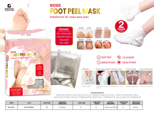 FOOT MASK - 2 PAIRS IN ROSE