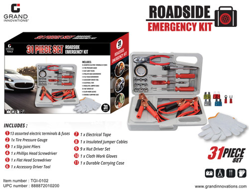 31 PCS: ROADSIDE EMERGENCY KIT - GREY