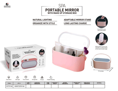 PORTABLE MIRROR WITH MAKE UP STORAGE BOX