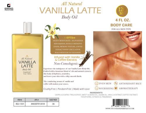 VANILLA LATTE - 120 ML BODY OIL