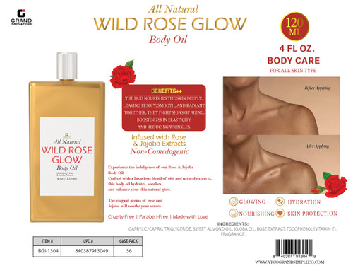 WILD ROSE & JOJOBA GLOW - 120 ML BODY OIL