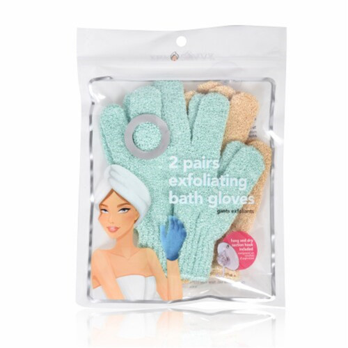 EXFOLIATING BATH GLOVES-SET OF 2 PAIRS