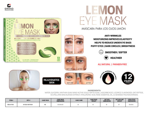UNDER EYE PATCHES-12 PAIRS PACK LEMON