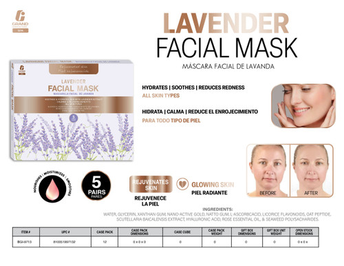 FACIAL MASK-5 PACK LAVENDER
