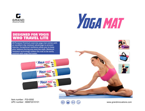 YOGA MAT: BLACK/BLUE/PINK