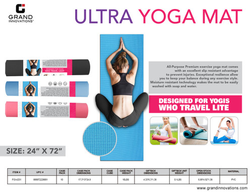 YOGA MAT BLACK/BLUE/PINK