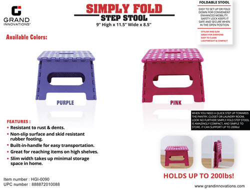 SIMPLY FOLD STEP STOOL 9Ëñ H - PURPLE/PINK
