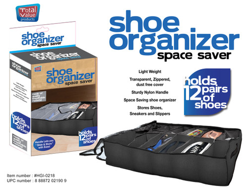 SHOE ORGANIZER SPACE SAVER: BLACK-