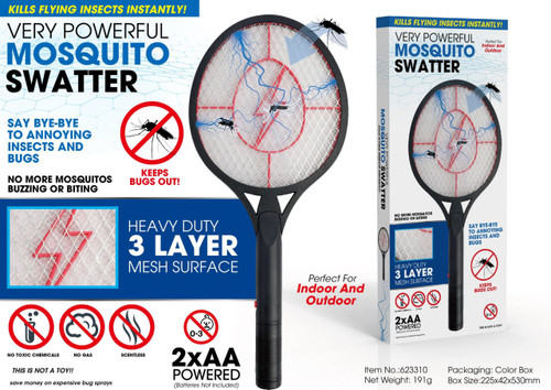 MOSQUITO SWATTER RACKET 20*8.7" - 2*AA BATTERY POWERED
