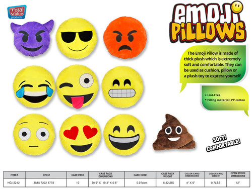 10 ASSORTED EMOJI STUFFED PILLOWS