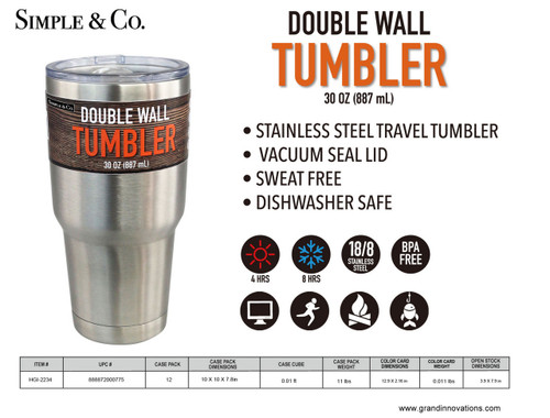 30 OZ: SS TUMBLER DOUBLE WALL