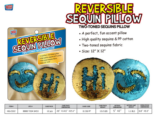 SEQUIN ROUND PILLOW: GOLD/BLUE