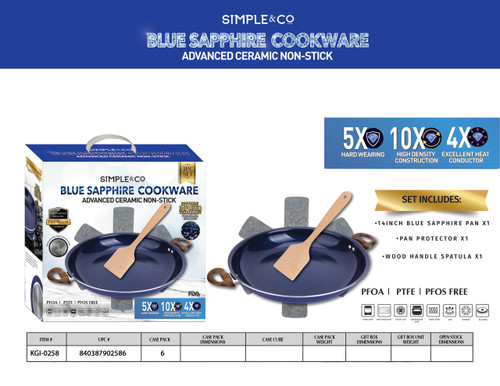 3 PCS  SET - 14" COPPER FRY PAN WITH OVEN SAFE STAINLESS STEEL ROSE GOLD HANDLE, POT PROTECTOR & SPATULA