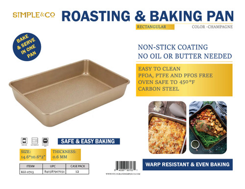 ROASTING PAN 14.6*10.6*2" - CHAMPAGNE COLOR