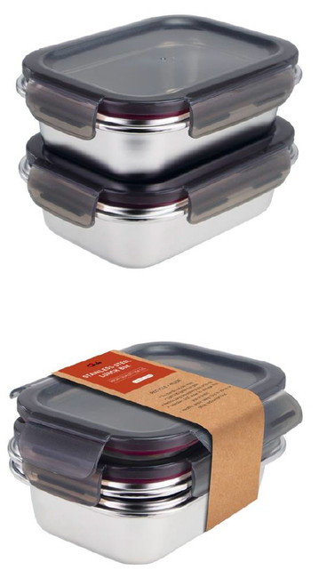 2 PCS SET: MICROWAVE SAFE STAINLESS STEEL FOOD STORAGE SET - 400 ML