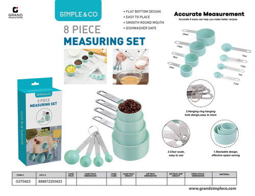8 PCS MEASURING CUPS & SPOONS SET