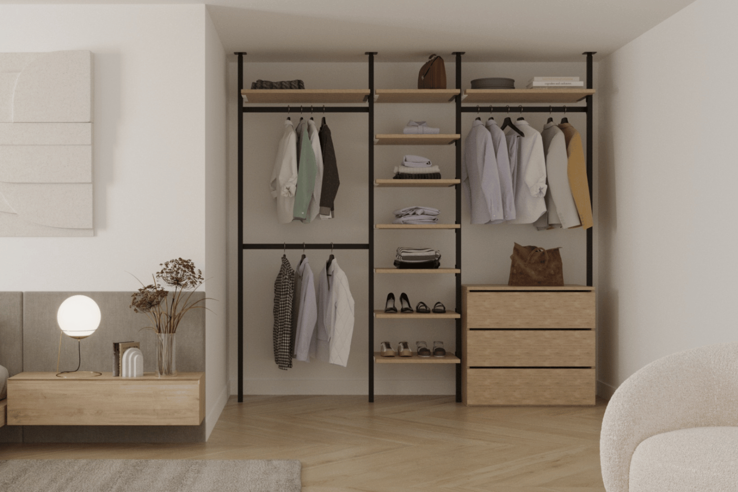 Ceiling Fixed Modular and Adjustable Wardrobes